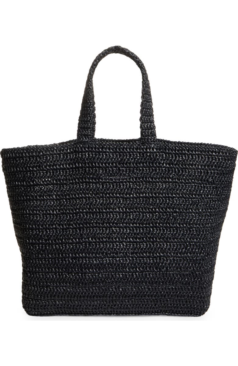 Saint Laurent Rive Gauche Logo Crochet Tote, Alternate, color,