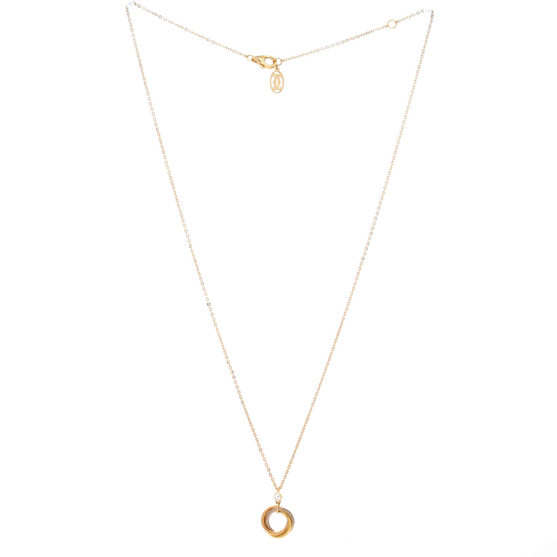 Trinity Pendant Necklace 18K Tricolor Gold with Diamond, Alternate, color, Metallic Gold