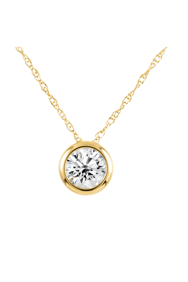 1/2Ct Diamond Bezel Pendant Solitaire Necklace 14k Gold Lab Grown, Main, color, 14k Yellow Gold