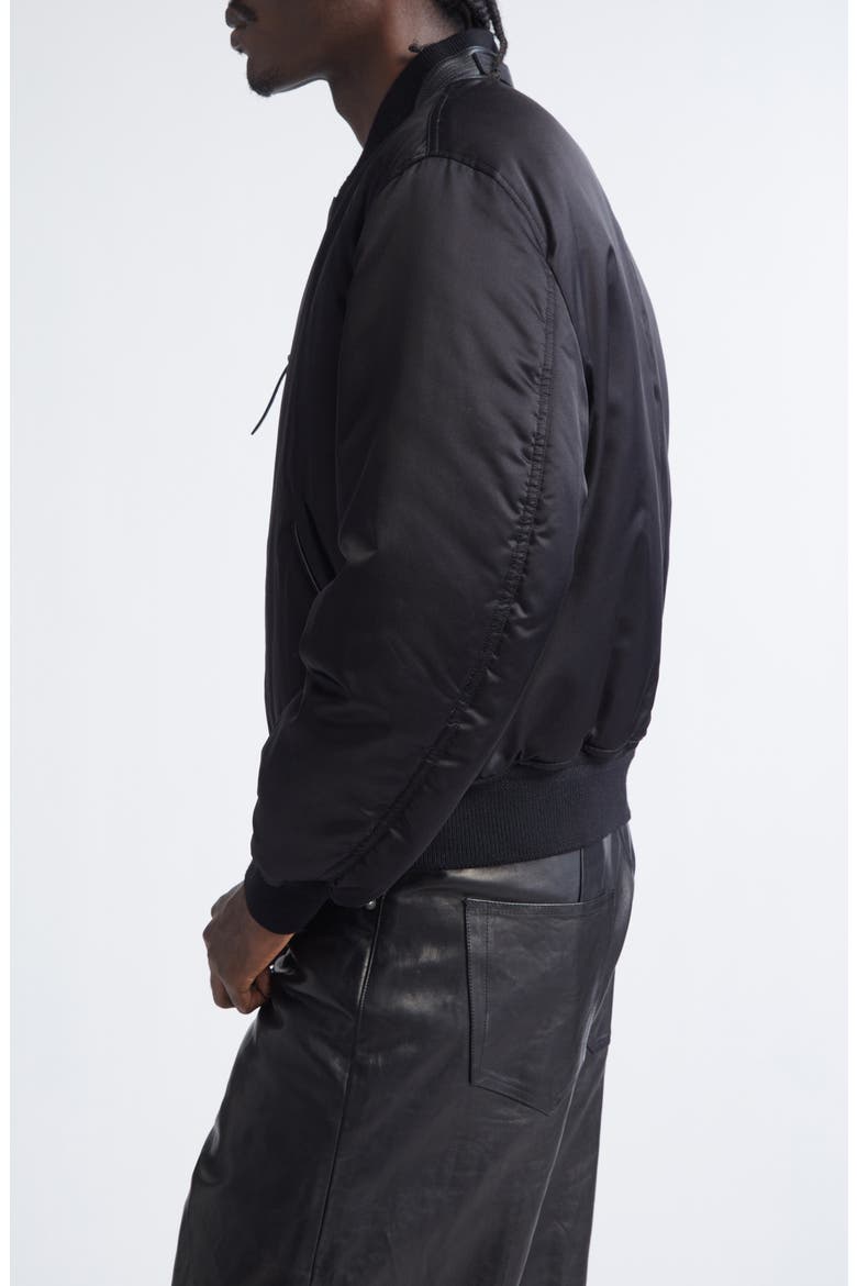 Soft Silk Satin Bomber Jacket, Alternate, color, BLACK/ GREEN