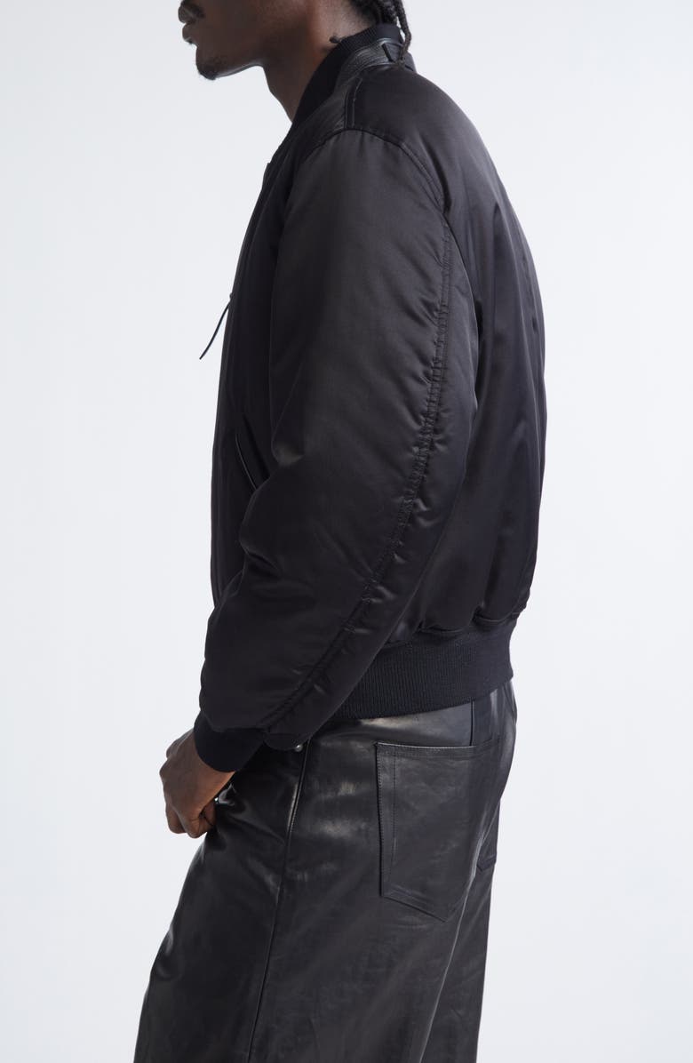 TOM FORD Soft Silk Satin Bomber Jacket, Alternate, color, Black/ Green