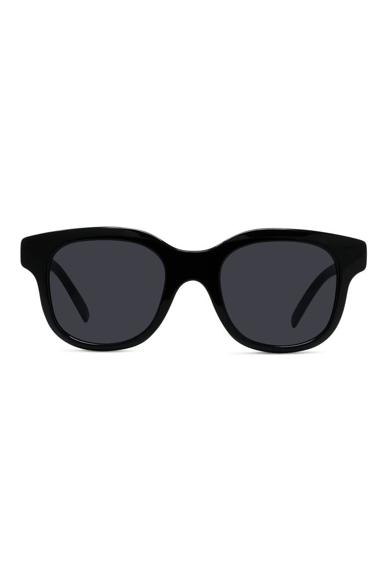 49mm City Geometric Sunglasses, Main, color, SHINY BLACK / SMOKE