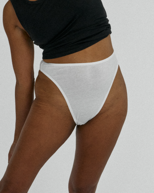 Oddobody Organic Cotton High Waisted French Cut In Chalk