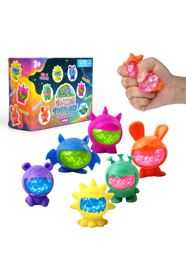 Glitter Gobblers Mystery Box Squishy Toys 6 Pack, Main, color, Multicolor