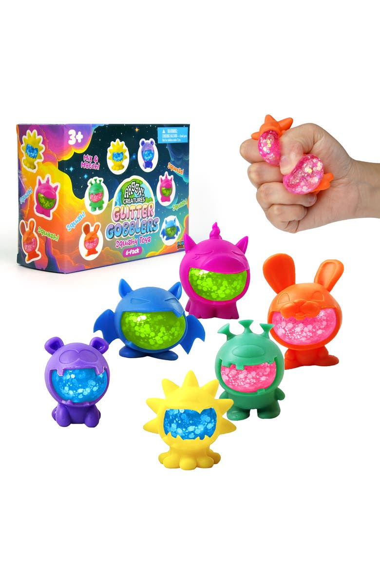 Power Your Fun Glitter Gobblers Blind Box Squishy Toys 6 Pack, Main, color, Multicolor
