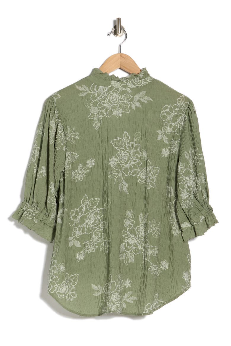 Ruffle Neck Top, Alternate, color, SAGE
