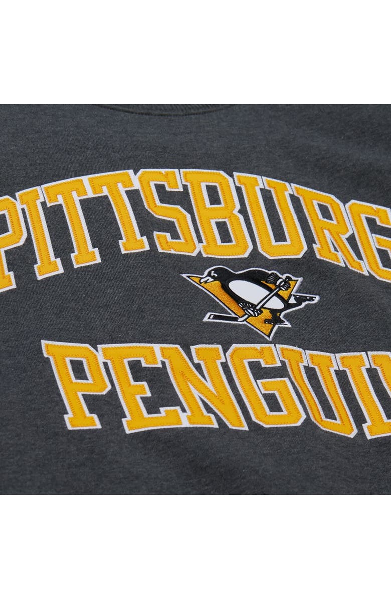 Mitchell & Ness Men's Mitchell & Ness Heather Charcoal Pittsburgh Penguins Playoff Win Fleece Pullover Sweatshirt, Alternate, color, Heather Charcoal