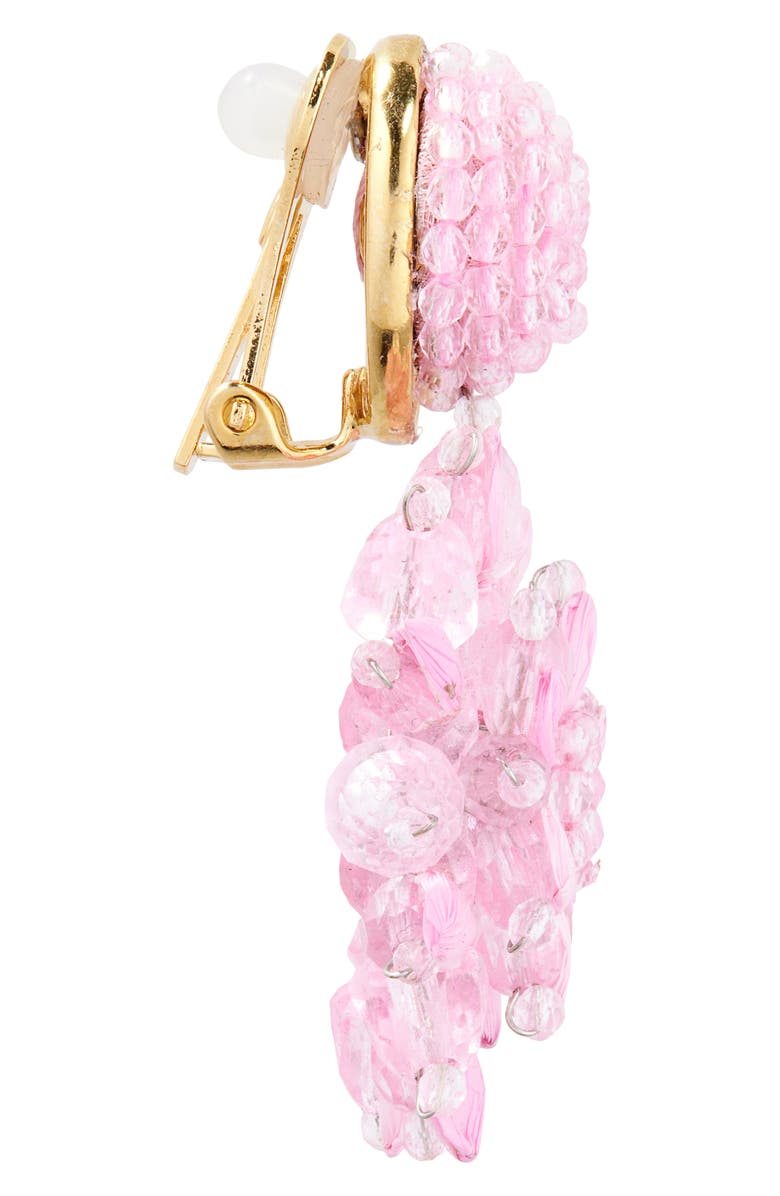 Oscar de la Renta Beaded Flower Clip-On Earrings, Alternate, color, Lily