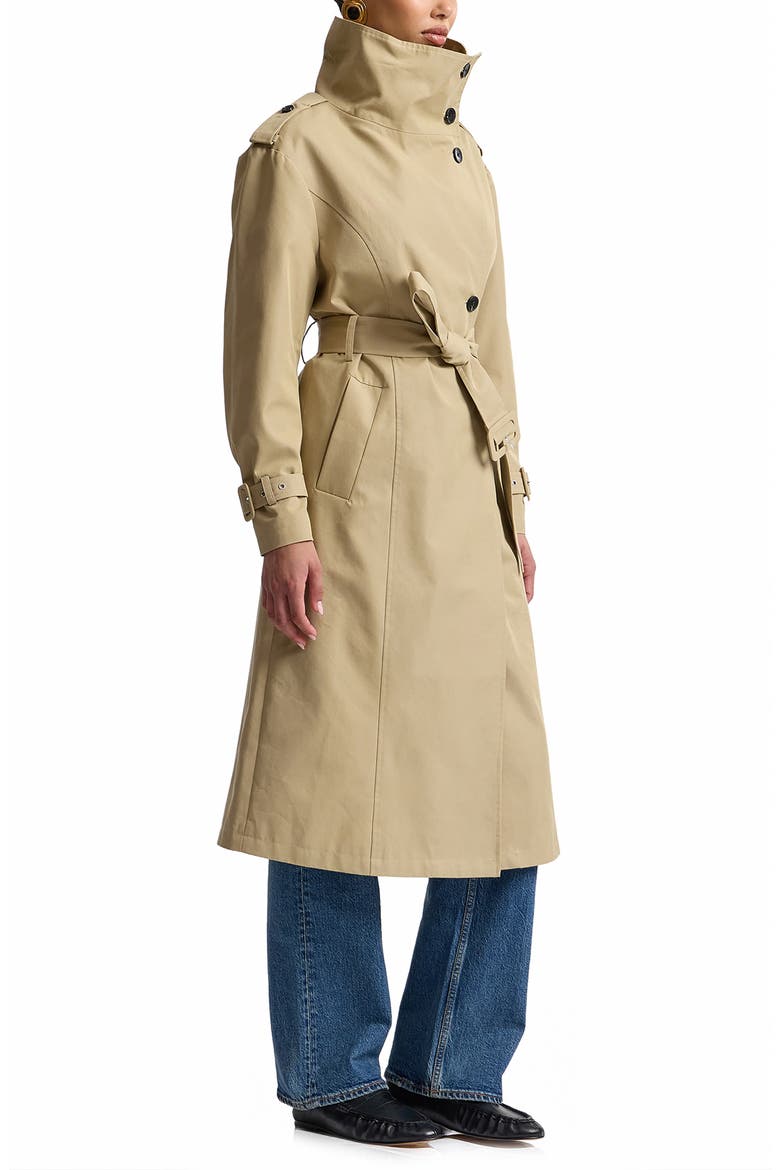 Belted Cotton Blend Trench Coat, Alternate, color, BEIGE