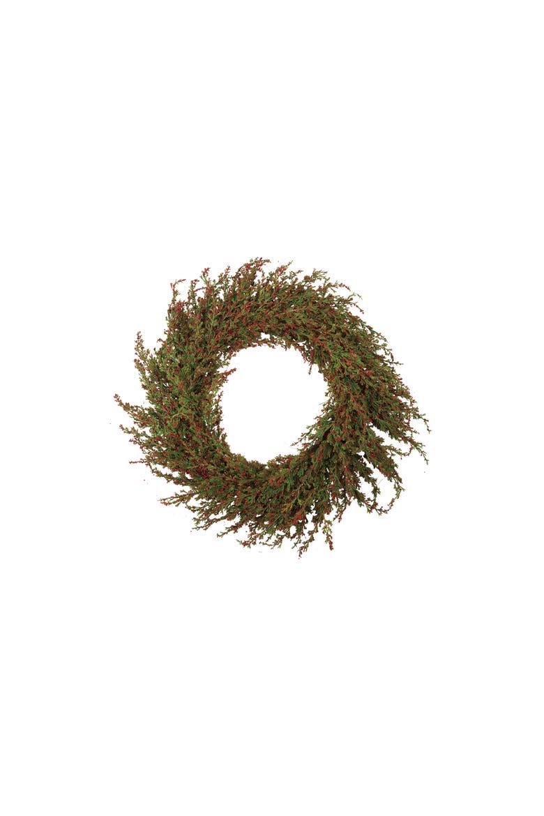 Winterberry Cypress Wreath with Twig Base, Alternate, color, Red and Green