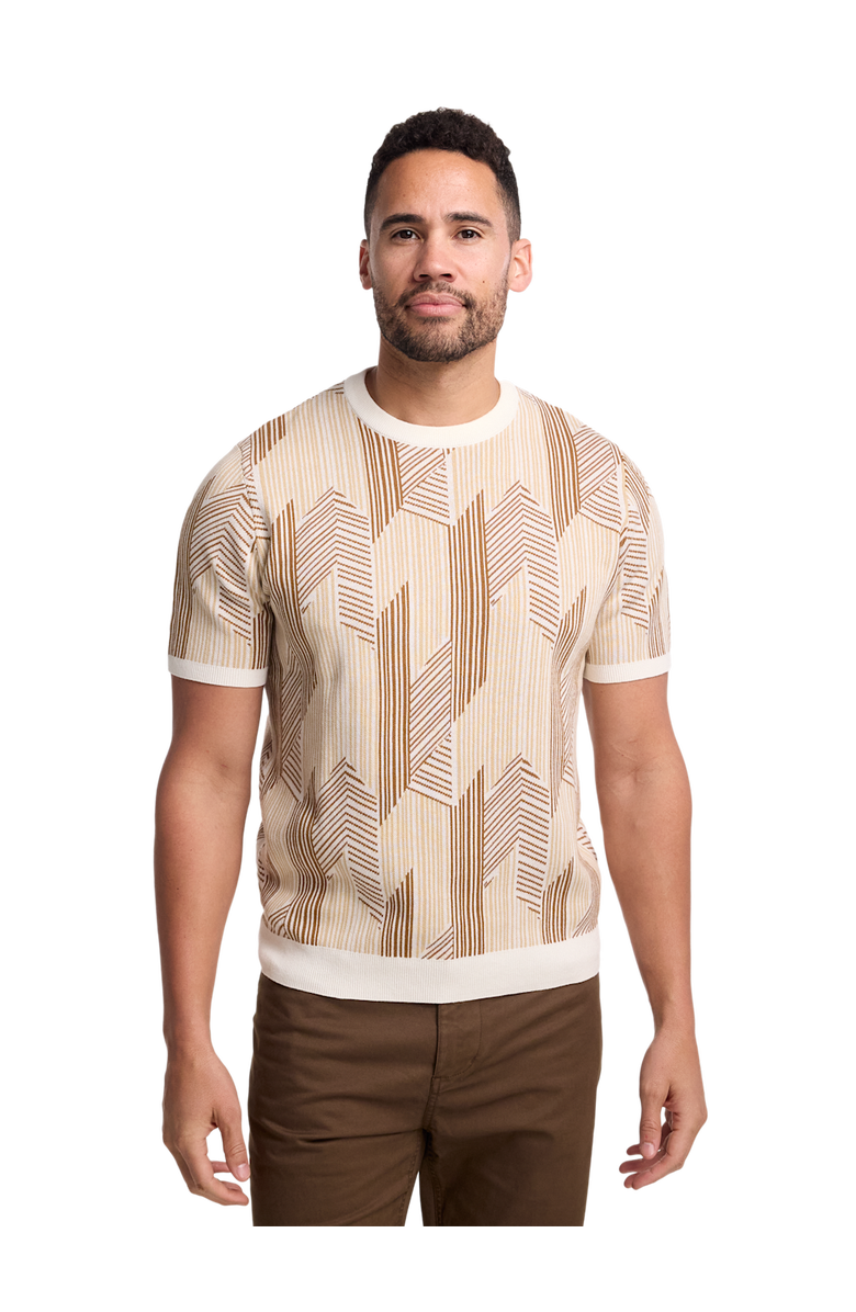 Paul Fredrick Cotton Crewneck Sweater Short Sleeve, Alternate, color, Ivory