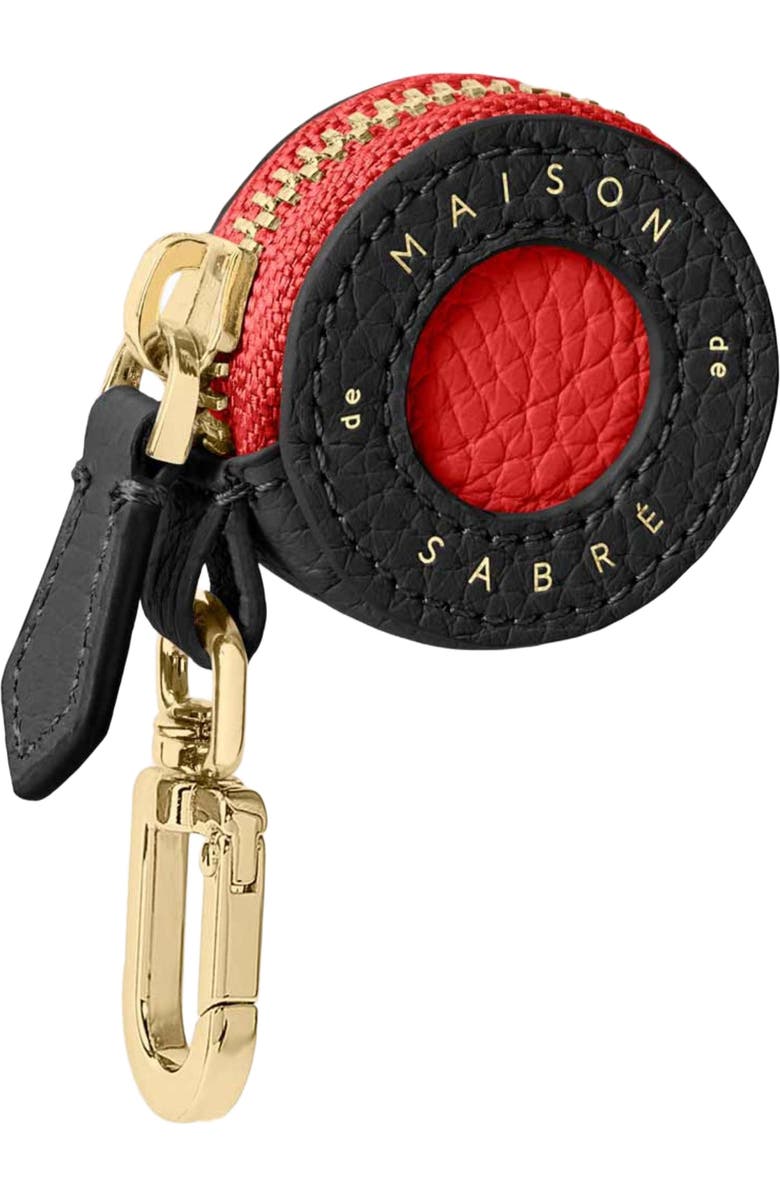 MAISON de SABRÉ Leather AirTag Charm, Alternate, color, Pomegranate Caviar