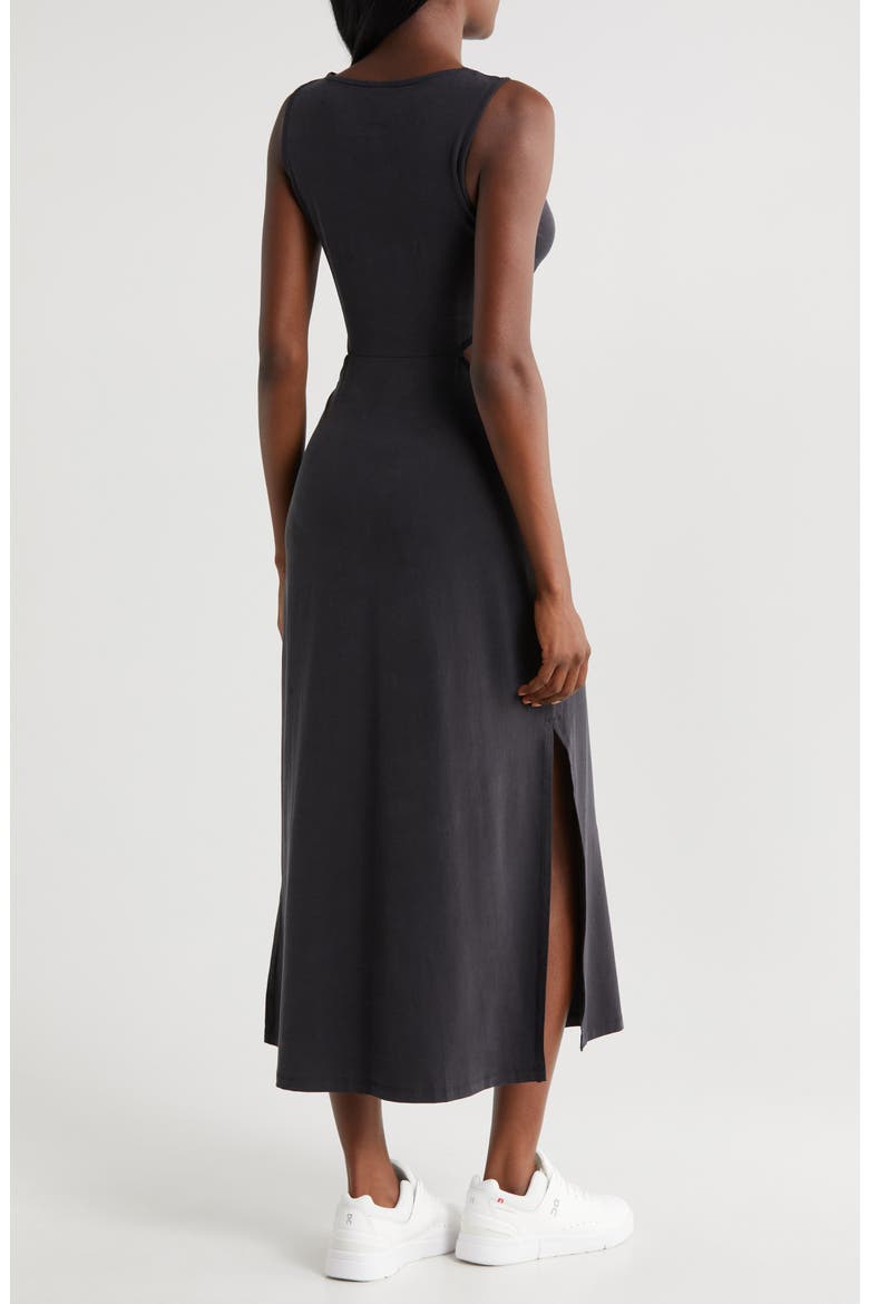 Around the World Front Twist Midi Dress, Alternate, color, BLACK