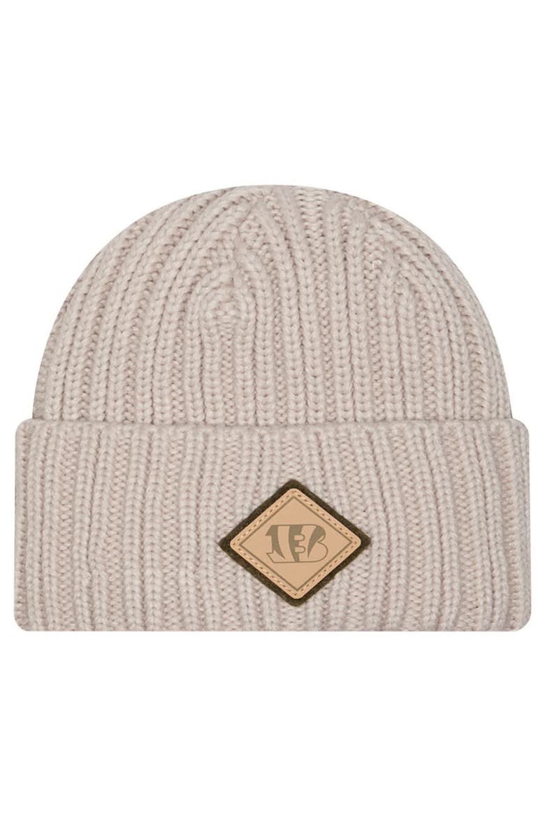 Men's New Era Light Beige Cincinnati Bengals Logo Applique Cuffed Knit Hat, Main, color, Light Beige