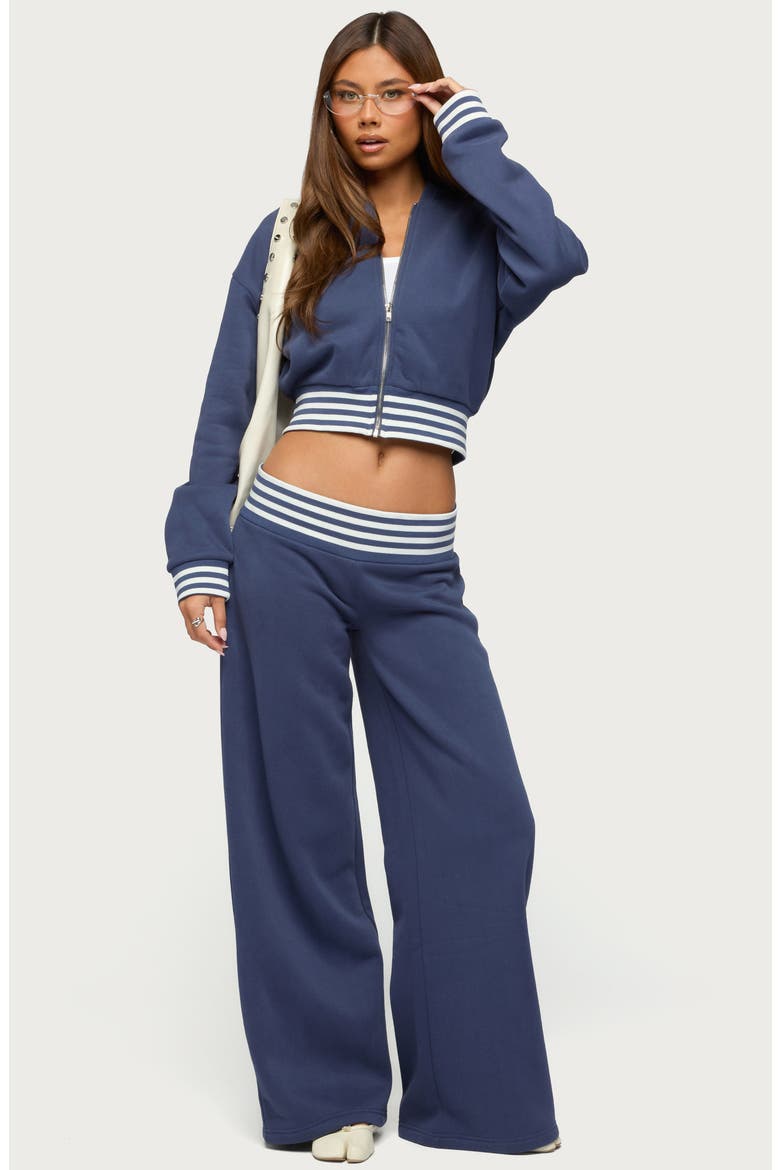 Eloura Stripe Waist Low Rise Sweatpants, Alternate, color, NAVY