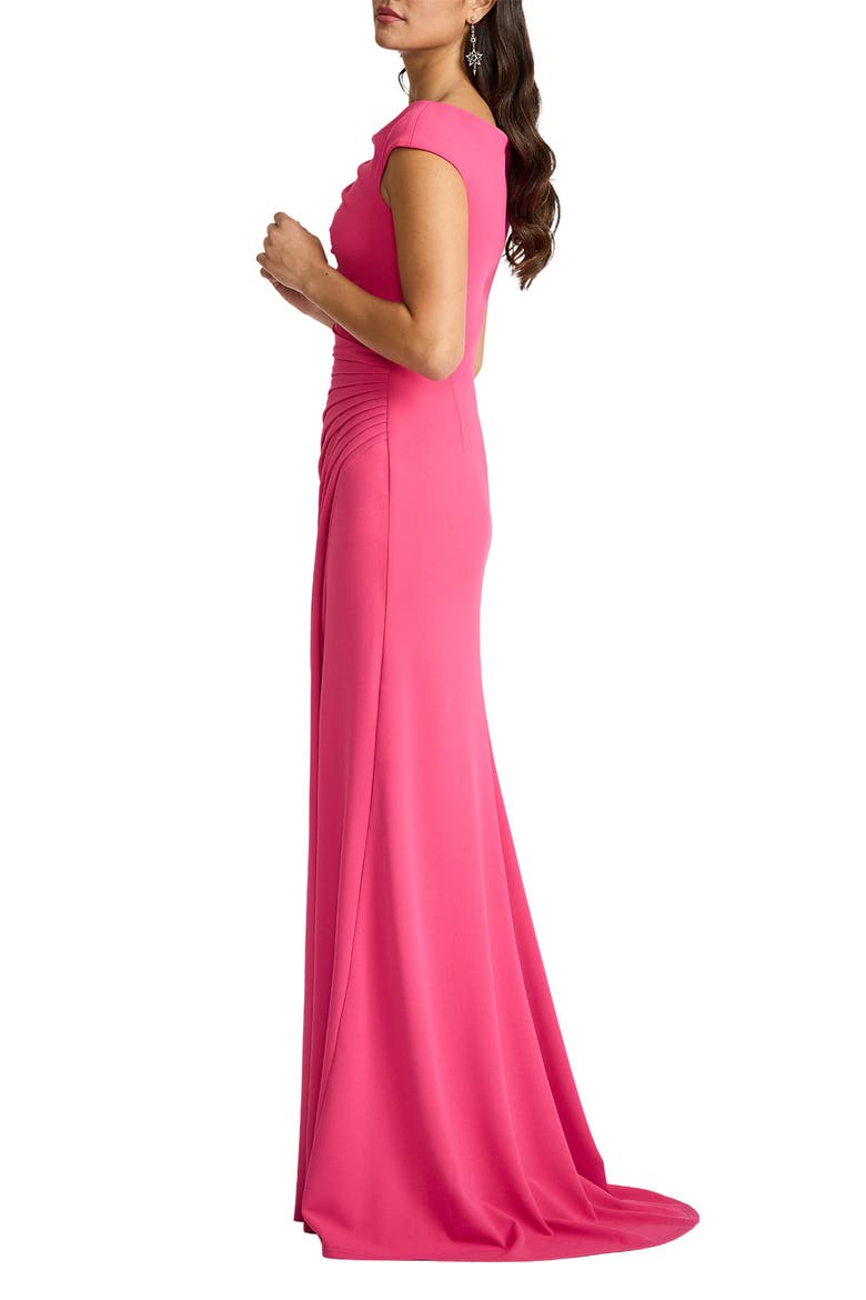 Ruched Cap Sleeve Gown, Alternate, color, CABARET