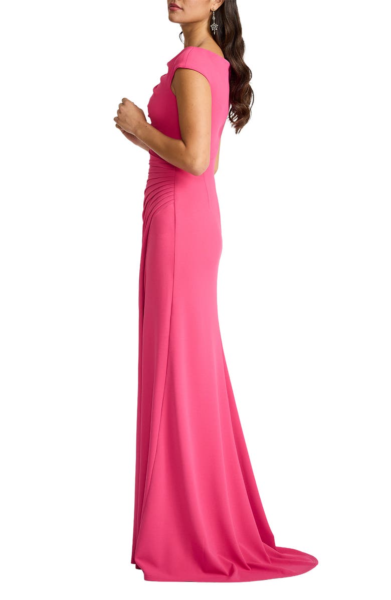 Tadashi Shoji Ruched Cap Sleeve Gown, Alternate, color, Cabaret