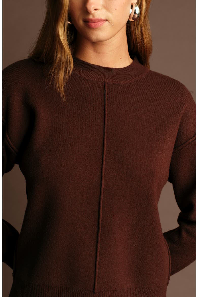 Dan Seamed Crewneck Sweater, Alternate, color, CACAO
