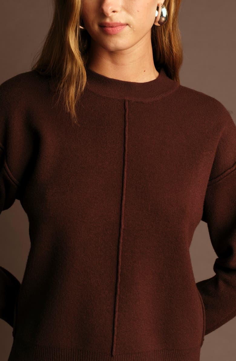 DELUC Dan Seamed Crewneck Sweater, Alternate, color, Cacao