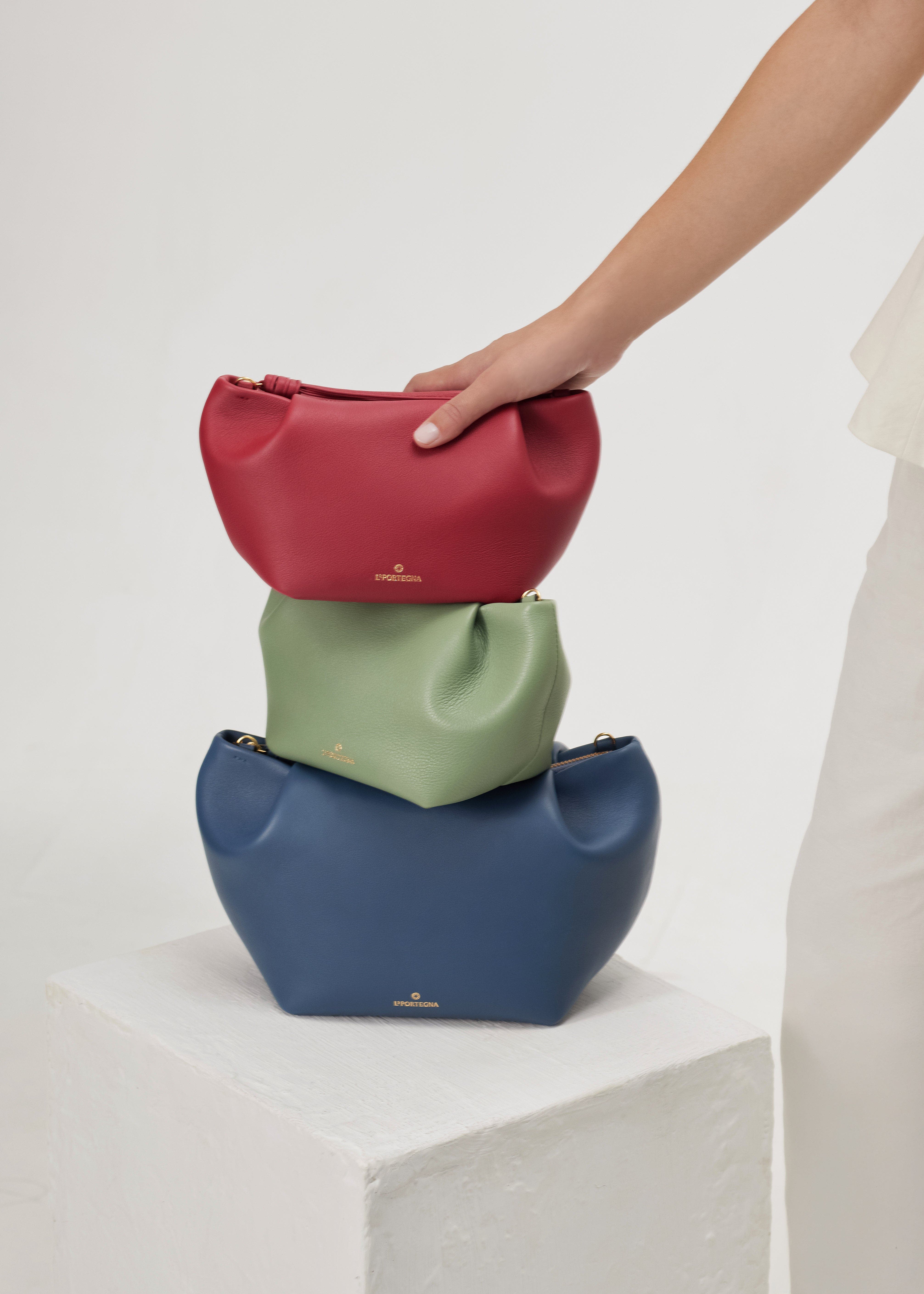 Martita Small Leather Clutch Bag With Shoulder Strap, Alternate, color, Raspberry