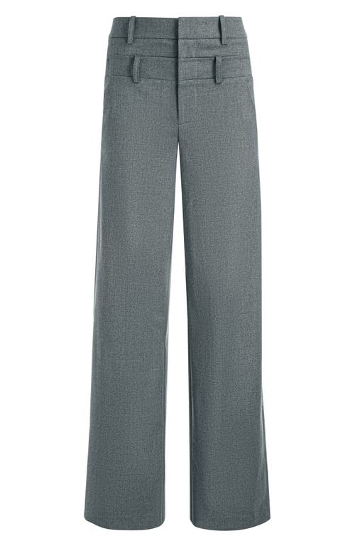 Alice And Olivia Aspen High Rise Double Waist Trouser In Shadow Grey Melange