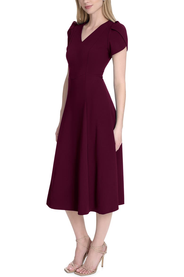 Tulip Sleeve Midi Dress, Alternate, color, AUBERGINE