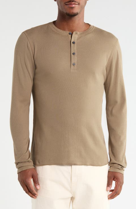 Textured Knit Long Sleeve Henley