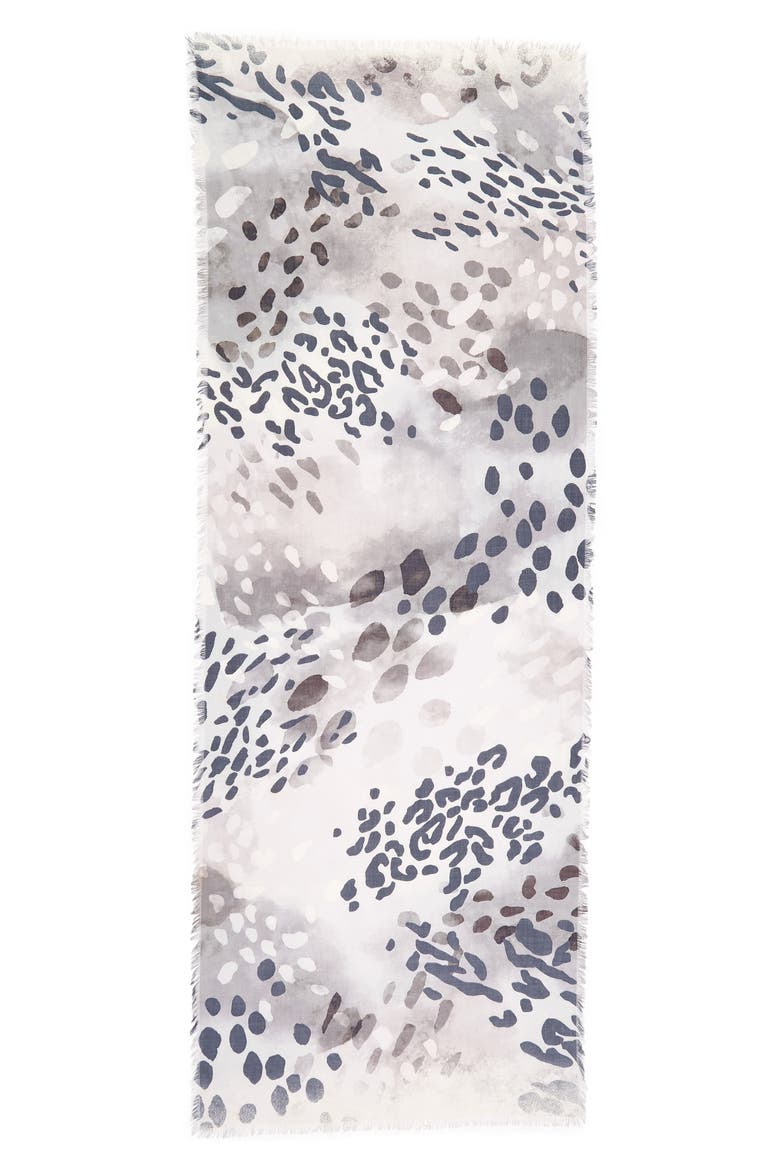 Eyelash Trim Print Cashmere & Silk Wrap, Alternate, color, GREY ANIMAL MARKS
