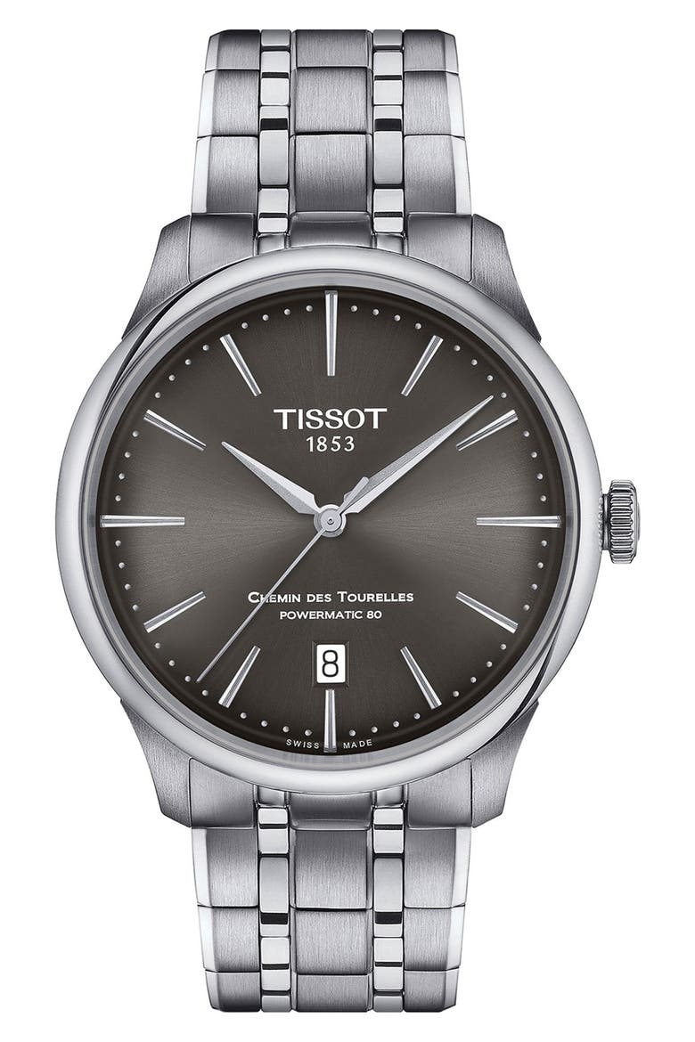 Chemin des Tourelles Powermatic 80 Bracelet Watch, 39mm, Main, color, GREY