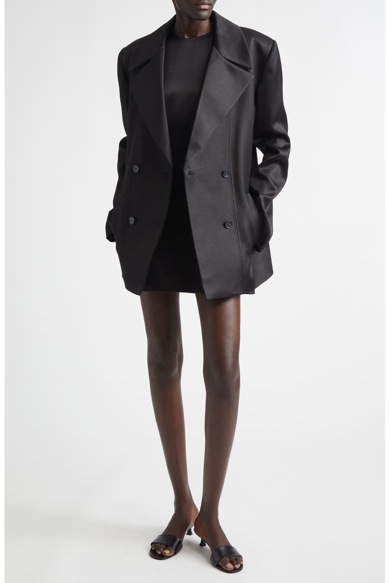 The Elliot Double Breasted Virgin Wool & Silk Evening Jacket, Alternate, color, BLACK