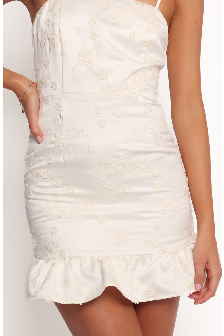 Abel Embroidered Ruffle Hem Minidress, Alternate, color, CREAM