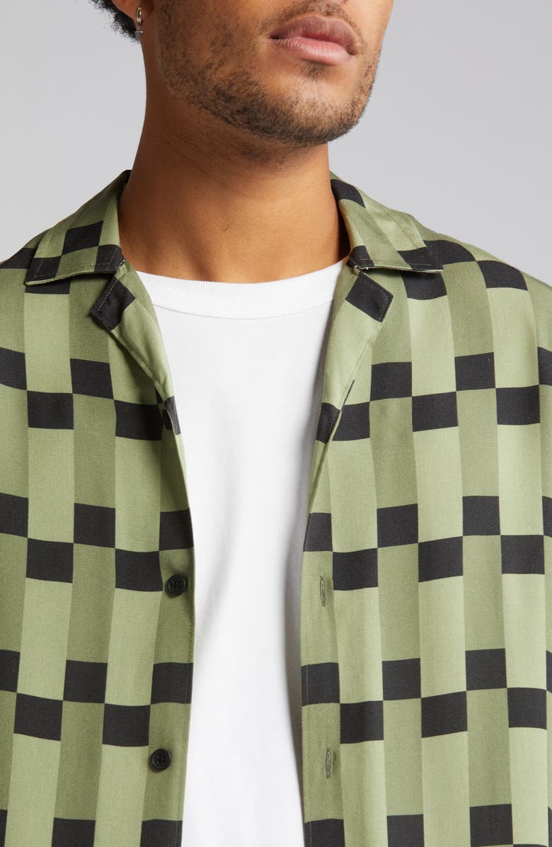 Open Edit Geo Print Long Sleeve Camp Shirt, Alternate, color, 