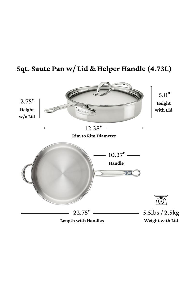 ProBond® Luxe Professional Clad Stainless Steel 5-Quart Sauté Pan with Lid, Alternate, color, NO COLOR