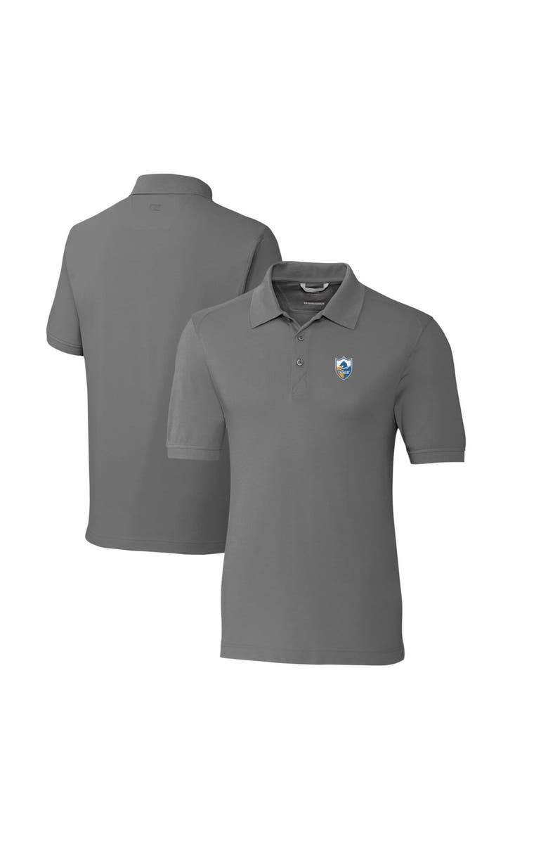 Cutter & Buck Men's Cutter & Buck Steel Los Angeles Chargers Advantage Tri-Blend Pique Throwback Polo, Main, color,