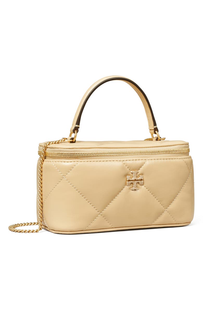 Tory Burch Kira Pavé Logo Diamond Quilted Leather Vanity Train Case, Alternate, color,
