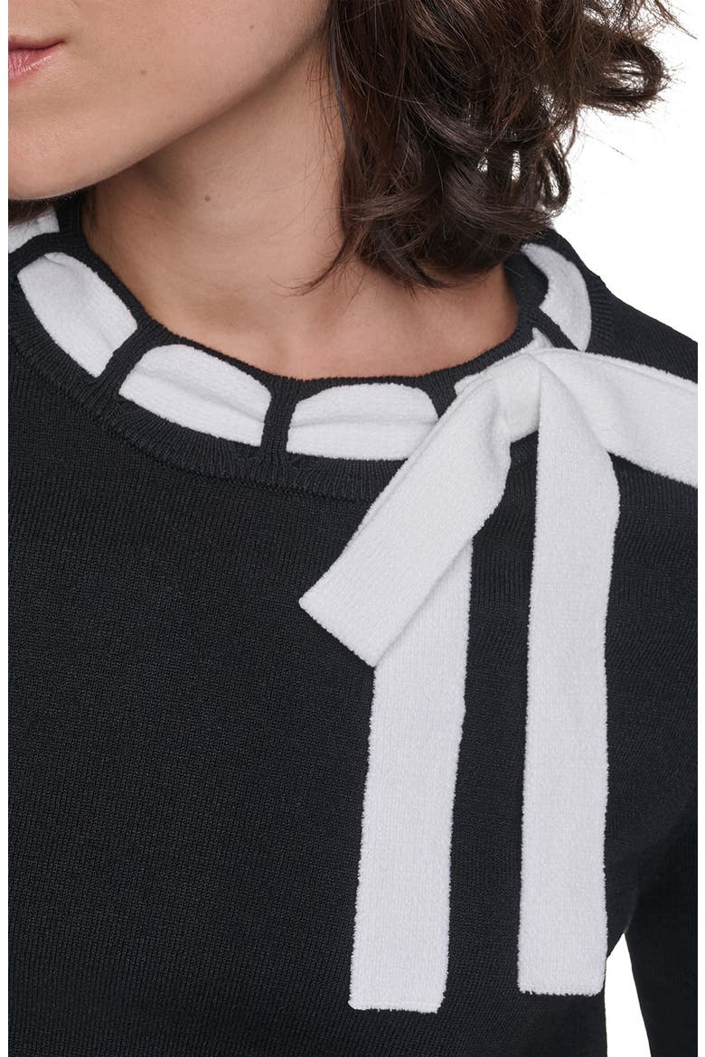 Bow Front Sweater, Alternate, color, BLACK/ SOFT WHITE
