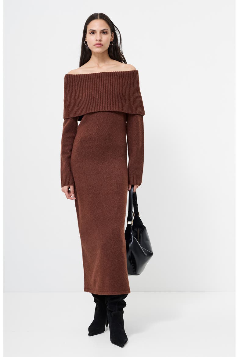Emilia Off the Shoulder Long Sleeve Maxi Sweater Dress, Alternate, color, 21-CHOCOLATE