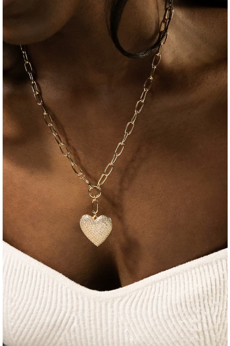 Disco Heart Pendant Necklace, Alternate, color, GOLD