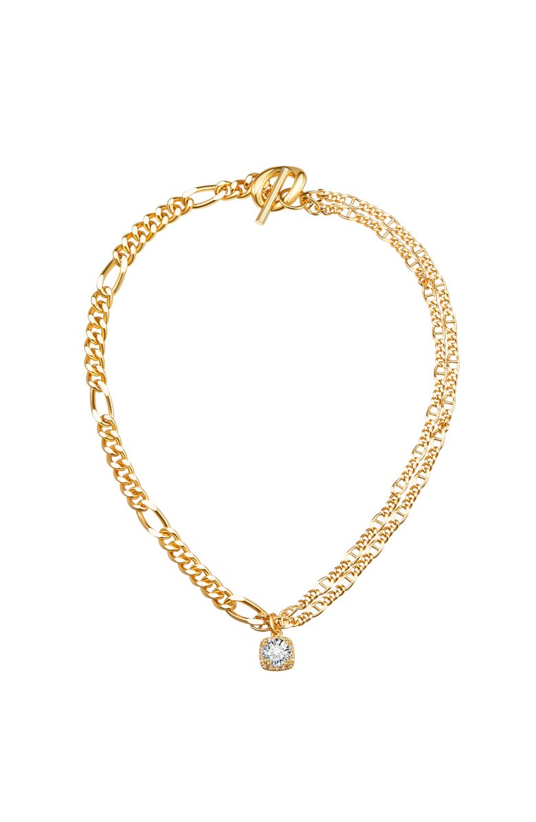 Classicharms Double Layered Solitaire Pendant Necklace, Main, color, Gold