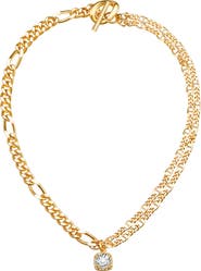 Classicharms Double Layered Solitaire Pendant Necklace