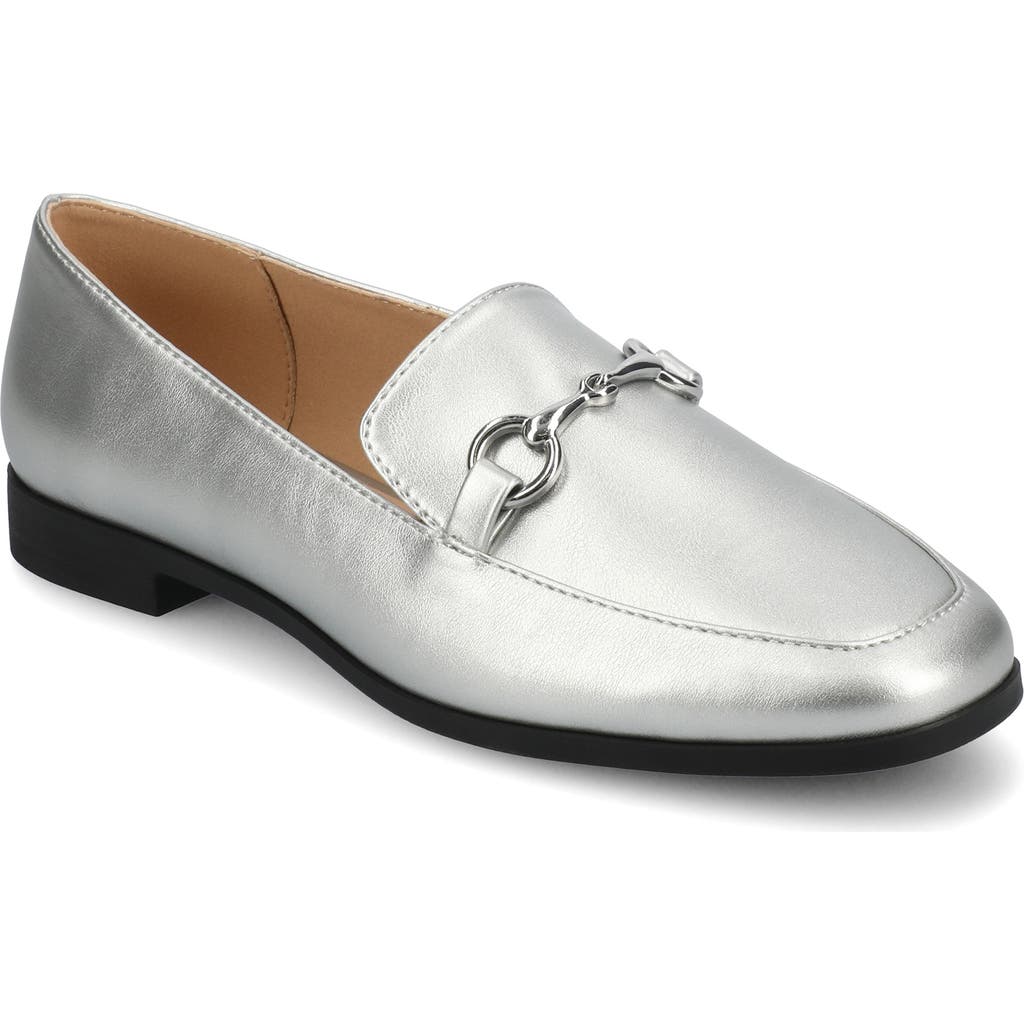 Journee Collection Women's Lacie Slide Op Tailored Loafers In Silver