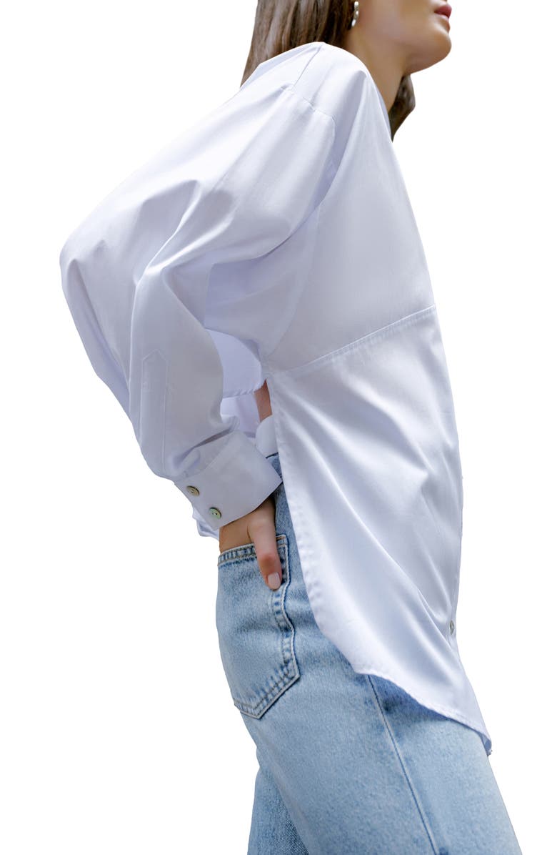 Marcella Ezra High-Low Cotton Button-Up Shirt, Alternate, color, 