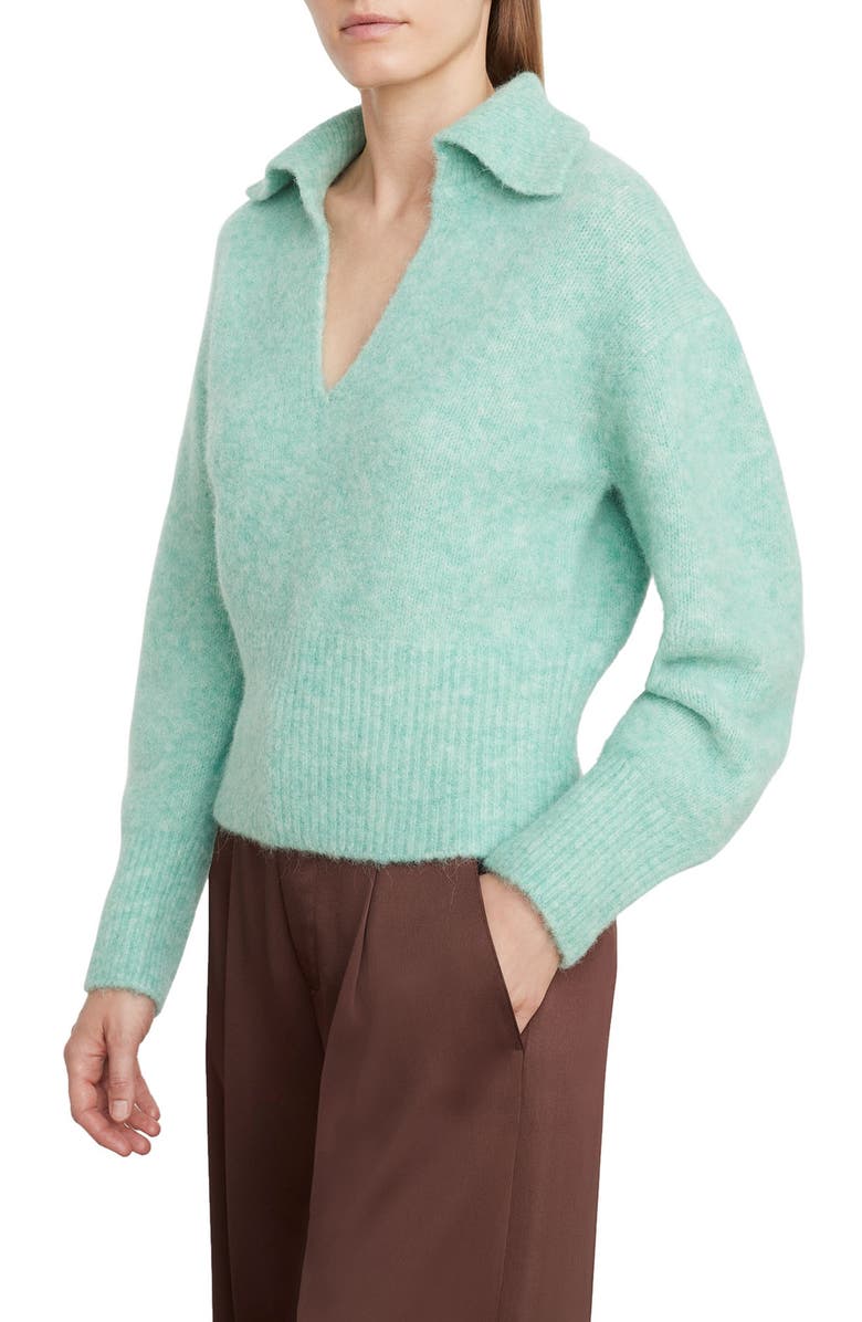 Vince Brushed Collared Sweater, Alternate, color, Fluorite