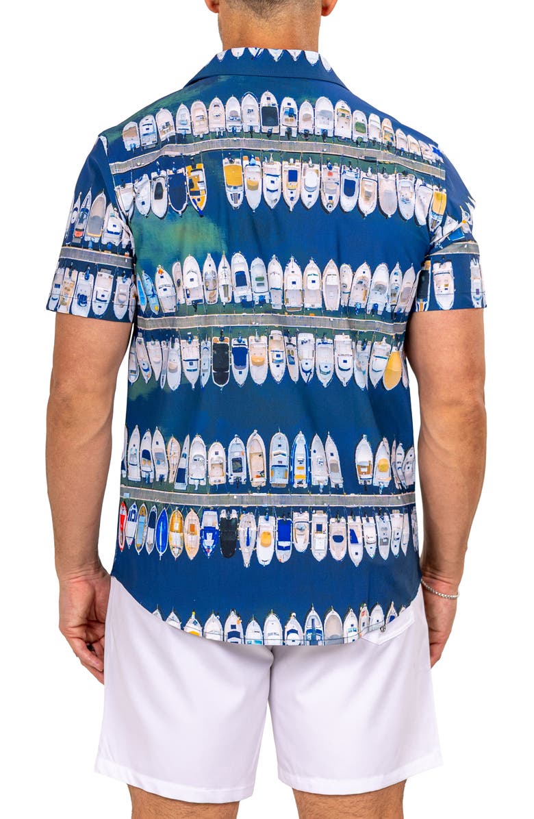 Maceoo Marthy Blue Camp Shirt, Alternate, color, 