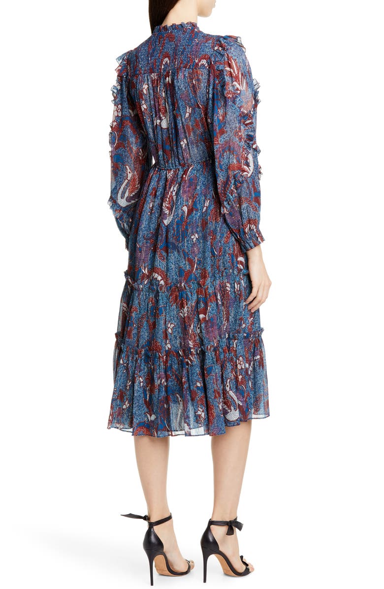 Ulla Johnson Paola Ruffle Long Sleeve Midi Dress, Alternate, color, 