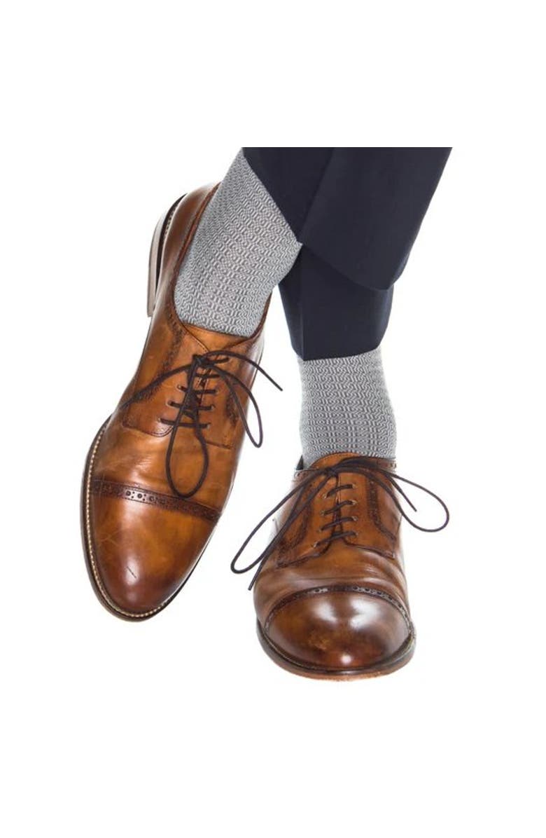 Trafalgar Bernard Chain Link Over The Calf Mercerized Cotton Socks, Alternate, color, Grey