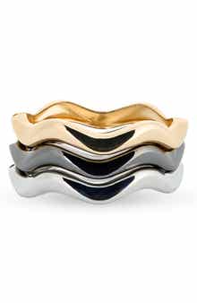Tasha Set of 3 Tri-Tone Wavy Bangle Bracelets