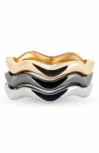 Tasha Set of 3 Tri-Tone Wavy Bangle Bracelets