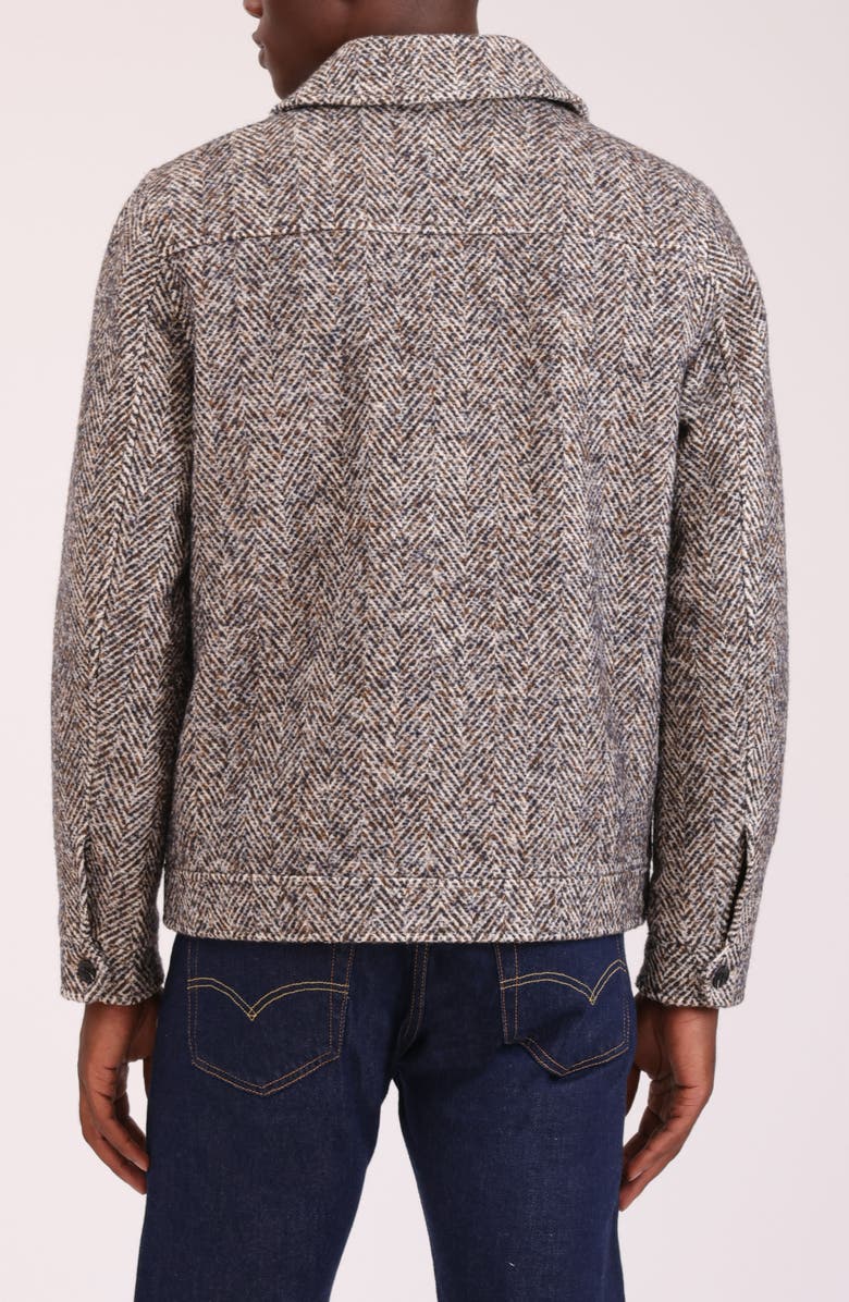 Bagatelle Herringbone Flannel Zip Jacket, Alternate, color, Navy-Brown Chevron