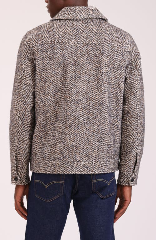 Bagatelle Herringbone Flannel Zip Jacket In Gray